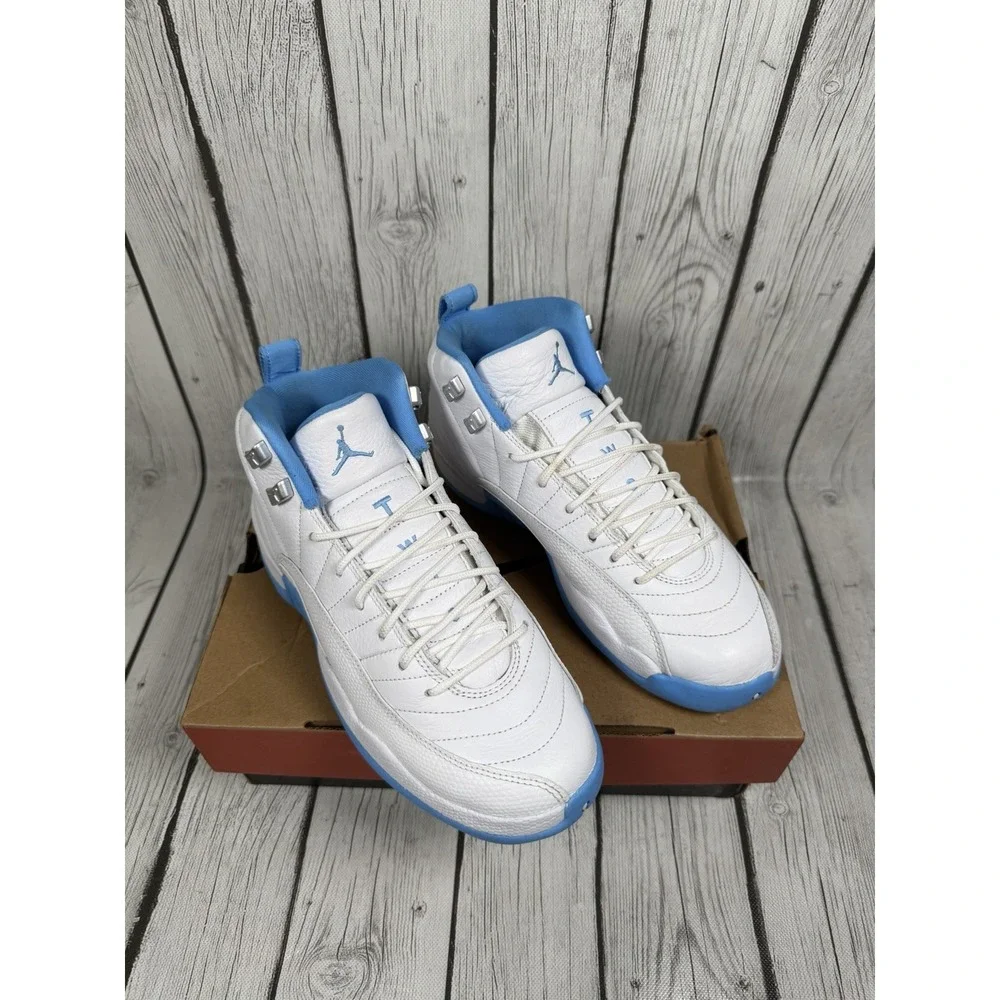 Air Jordan 12 Retro GS Melo White University Blue 153265-112 Size 7Y Excellent